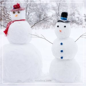 веселые снеговики в шляпах
